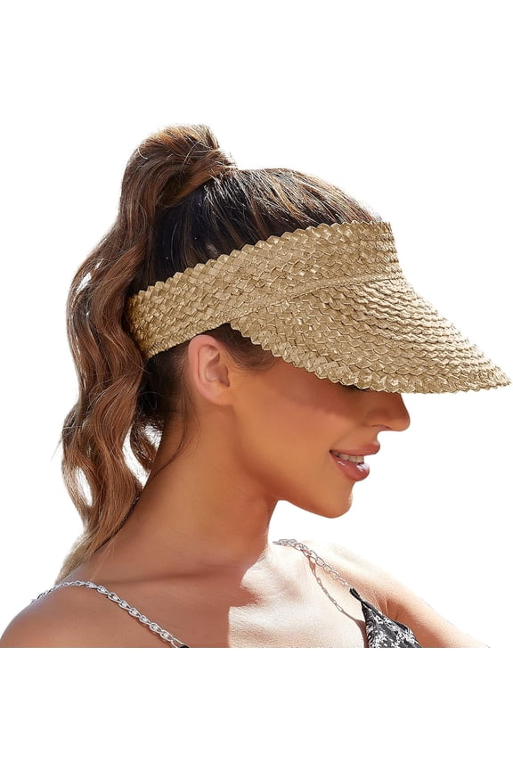 Straw Sun Visors & Hats for Women - Packable Beach Hats, Handmade, Sun Protection