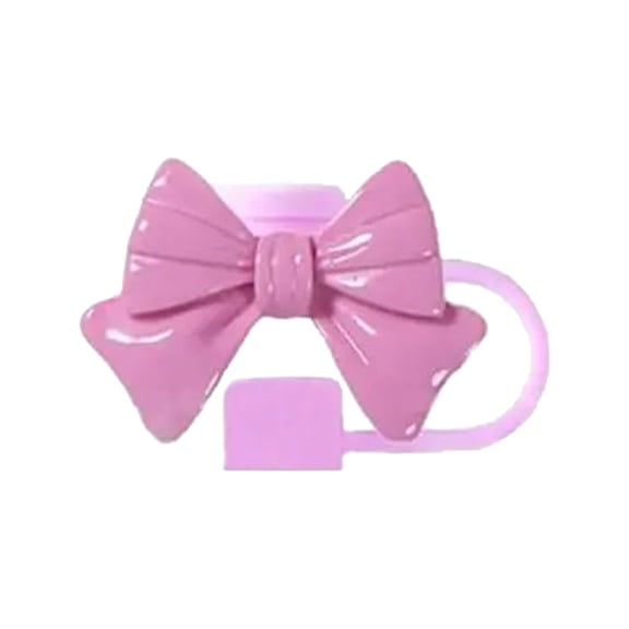 Straw Topper Cute Bow Cover for Reusable Drinking, Straw Cap Accessories for Straw Tops and Tips, 1.3*0.9 in, Bright purple