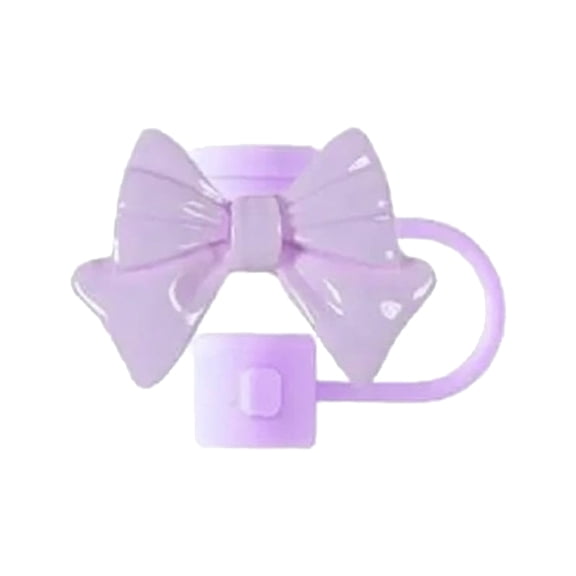 Straw Topper Cute Bow for Straw Cover Cap Reusable Drinking Straw Tip Covers Gentle to Use Accessory for Straw and Decoration, 1.3*0.9 in, Purple