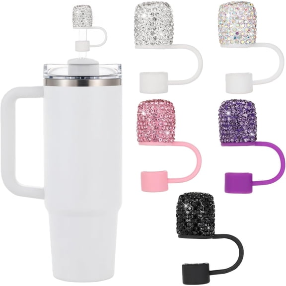 Straw Topper for Stanley Cup 5 Pack Bling Cute 10mm Straw Cover Cap for Stanley 30&40 Oz Tumblers