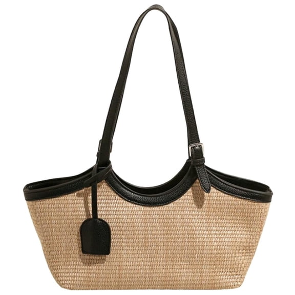Straw Tote Bag for Women Woven Raffia Shoulder Bag Adjustable Top Handle Summer Beach Handbag for Casual Vacation Travel
