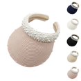 thumbnail image 1 of Straw Visors for Women Summer Wide Brim Uv Protection Sun Visors with Pearl Headband Beach Sun Hat, 1 of 4