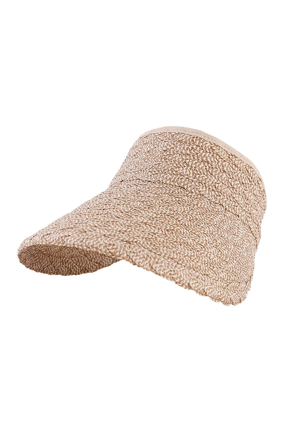 Straw Visors for Women Wide Brim Beach Sun Hat Summer UV Protection Visor Hat Foldable Packable Roll Up Cap UPF 50+