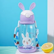 Straw Water Bottle Large Capacity Plastic Portable Drink 500ml Bottle Y5A8