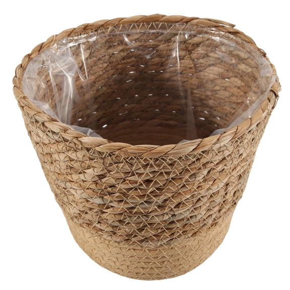 Straw Weaving Flower Plant Pot Wicker Basket Rattan Flowerpot Storage Handmade Woven Planter L