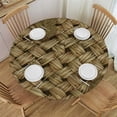 thumbnail image 1 of Straw Weaving Round Fitted Tablecloth Elastic Edge Oil-Proof Table Cover Stain-Resistant Table Cloth Fits Round Tables, 1 of 1