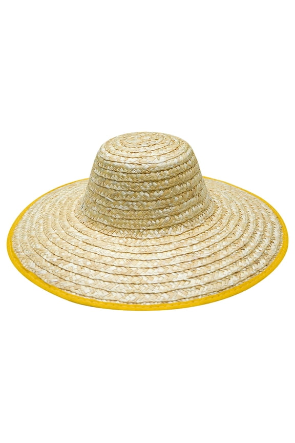 Straw Wide Brim Sun Hat Farmer Outdoor UV Protection Summer Hat,Natural Wheat Straw Weave Lightweight Breathable Unisex Sun Hat for Fishing Garden Beach 13.8 Inch