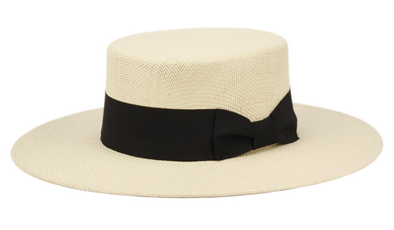 Straw Wide Flat Brim Beach Sun Hats for Women Men Summer Fedora Boater Hat