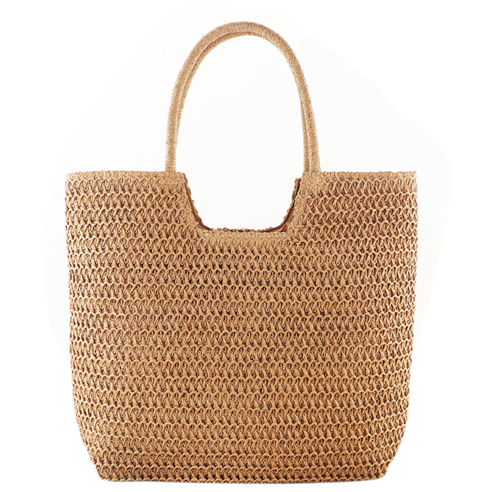 Straw Women Straw Woven Summer Beach Handbag Fashion Tote Shopping Bags (Brown) - image 1 of 9