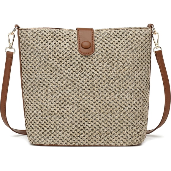 Straw Women's Crossbody Bag Summer Woven Bag Beach Raffia Straw Shoulder Bag Straw Clutch Casual Holiday