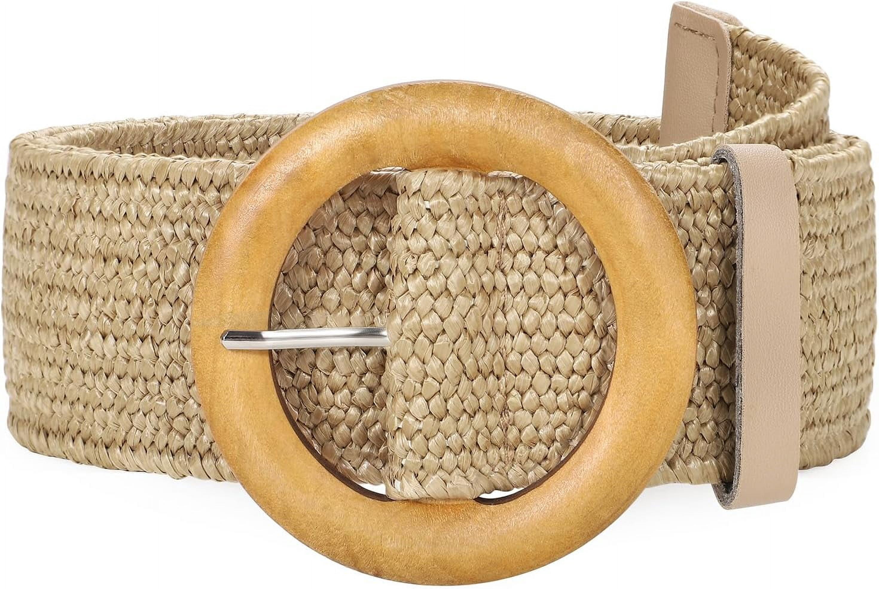 Straw Woven Elastic Stretch Belts for Women, Ladies Wide  display picture 1