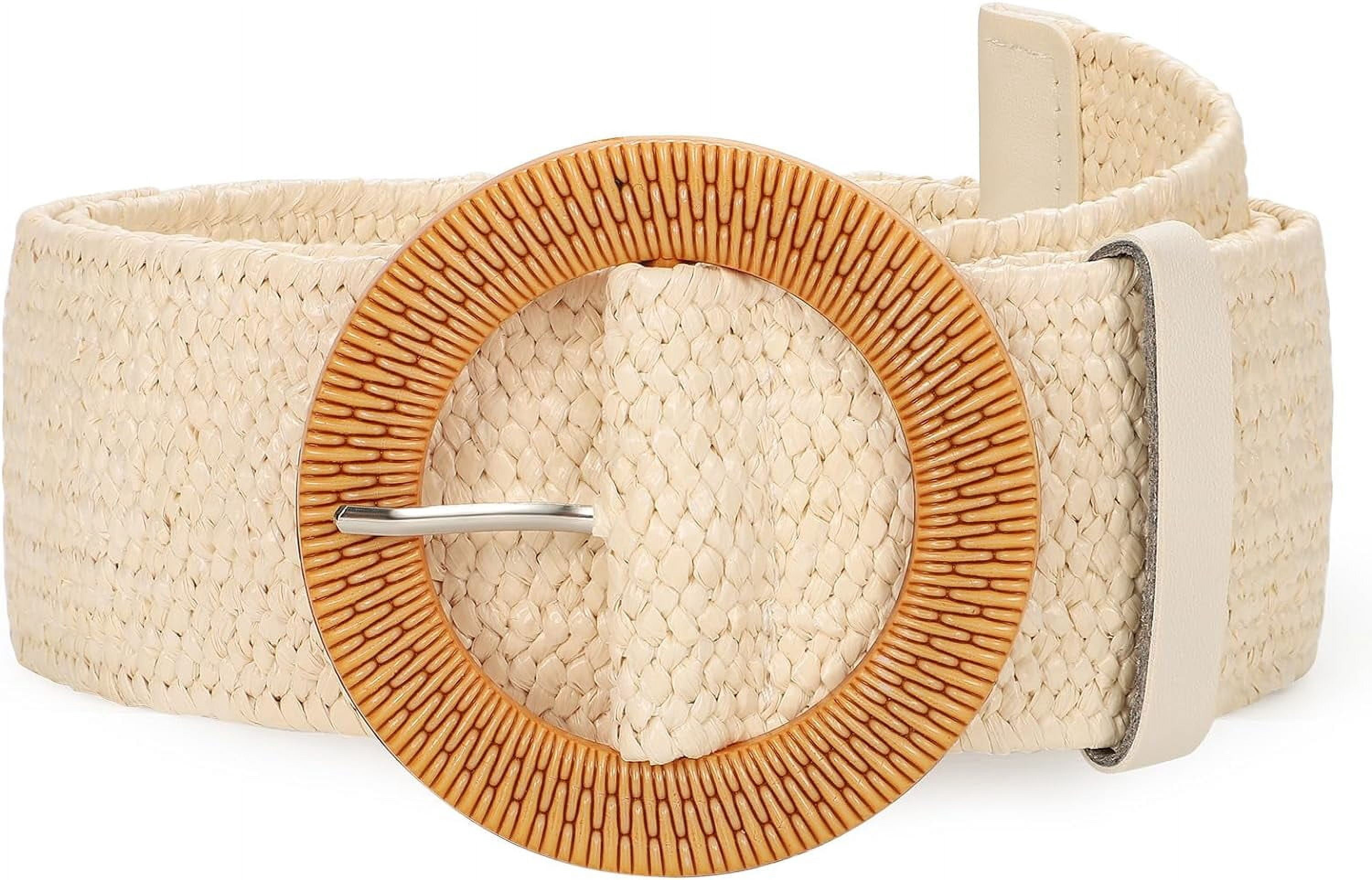 Straw Woven Elastic Stretch Belts for Women, Ladies Wide 