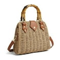 thumbnail image 1 of Straw Woven Shoulder Bag Handmade Rattan Tote Beach Purse Top Handle Crossbody Everyday, 1 of 7