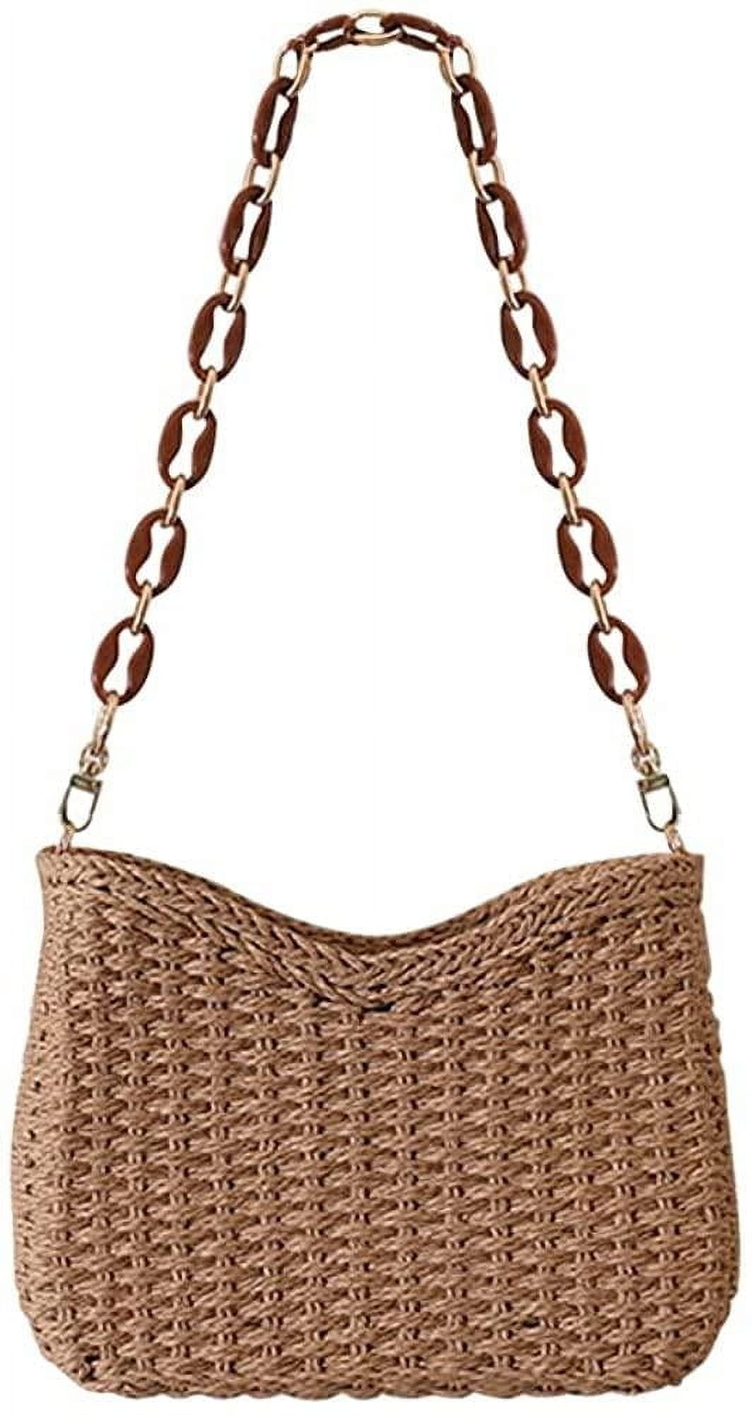 Straw Woven Shoulder Bag for Women Summer Beach Travel Crossbody Handbag Classics Satchel Purse