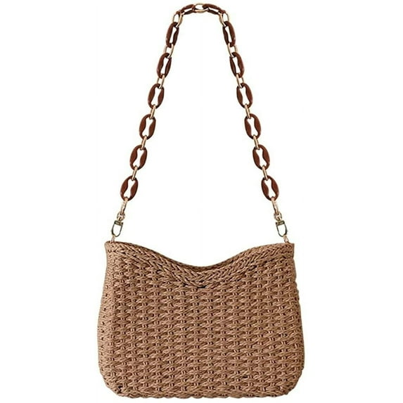 Straw Woven Shoulder Bag for Women Summer Beach Travel Crossbody Handbag Classics Satchel Purse