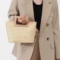 thumbnail image 1 of Straw Woven Structured Tote Handbag, Large Capacity Square Handle Bag for Summer Beach & Daily Use, 1 of 6