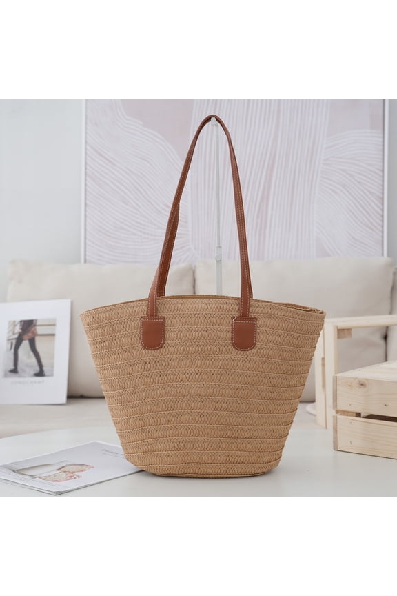 Straw Woven Tote Bag For Women Summer Beach Handmade Hollow Mesh Shoulder Bag Lightweight Durable Fashionable