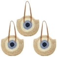 thumbnail image 1 of Straw bag circular summer large woven beach bag wallet handle shoulder bag women's vacation handbag - Beige, 1 of 5