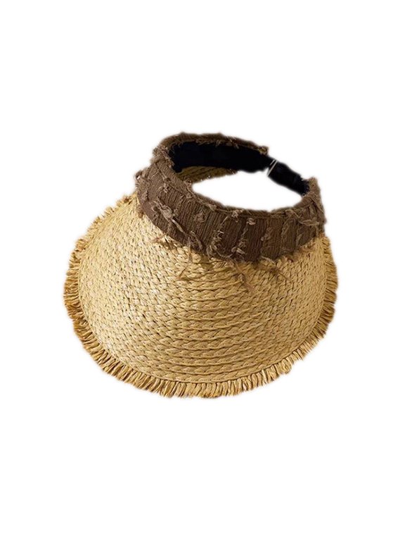 Straw hat Womens Straw Sun Visors for Women Summer Packable Ponytail Beach Hats for Women Travel