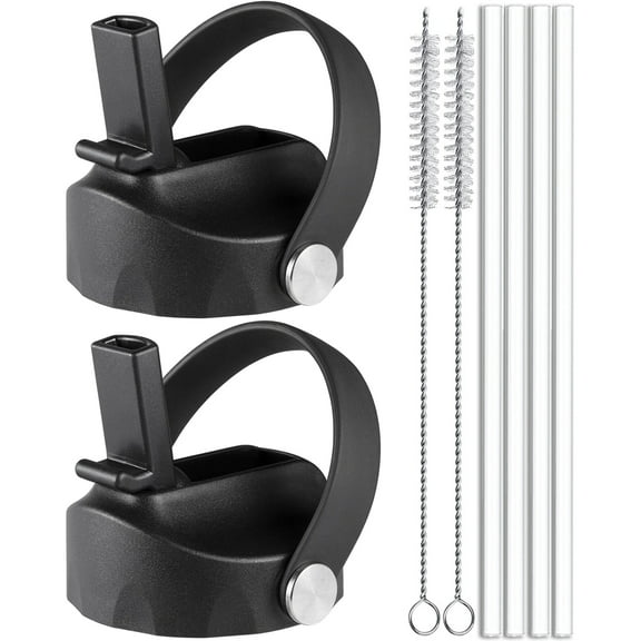 Straw lid for Hydro flask Wide Mouth, Straw Lid Flexible Handle Fits Hydro Flask 32 40 oz, Lids with Straw for Hydro flask Wide Mouth 32 oz 40 oz, Replacement Sports Cap Top Wide Mouth(2PCS)