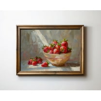 Strawberries Bowl Painting Print, Kitchen Decor, Bar Cart Wall Decor, Food Wall Art, Modern Wall Decor, 8x12 UNFRAMED