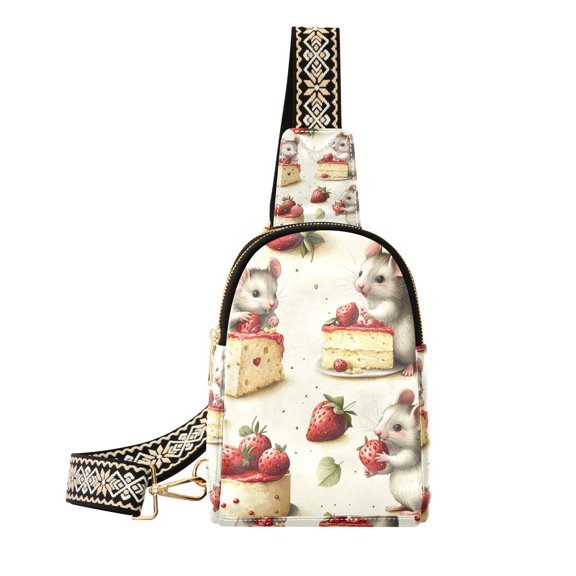 Strawberries Cakes Mice Crossbody Bags Fanny Pack Sling Bag for Travel Chest Bag Shoulder Bag for Women Trendy