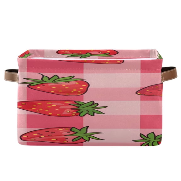 Strawberries Cartoon Square Storage Bins with Handles Collapsible Containing Box 1 Pack