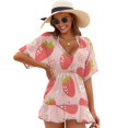 thumbnail image 1 of Strawberries Colorful Pink Red Green Cover Ups Dresses Women Summer Dress Vintage, 1 of 6