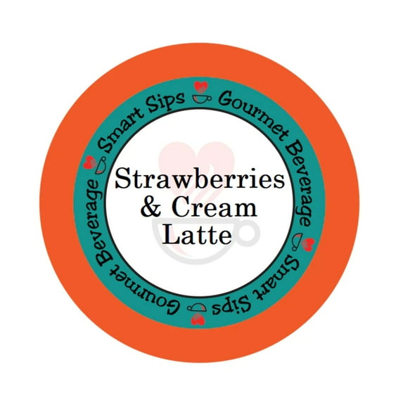 Strawberries & Cream Latte, Single Serve Pods for Keurig K-cup Brewers