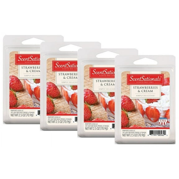 Strawberries & Cream Scented Wax Melts, ScentSationals, 2.5 oz (4-Pack)