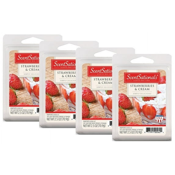 Strawberries & Cream Scented Wax Melts, ScentSationals, 2.5 oz (4-Pack)