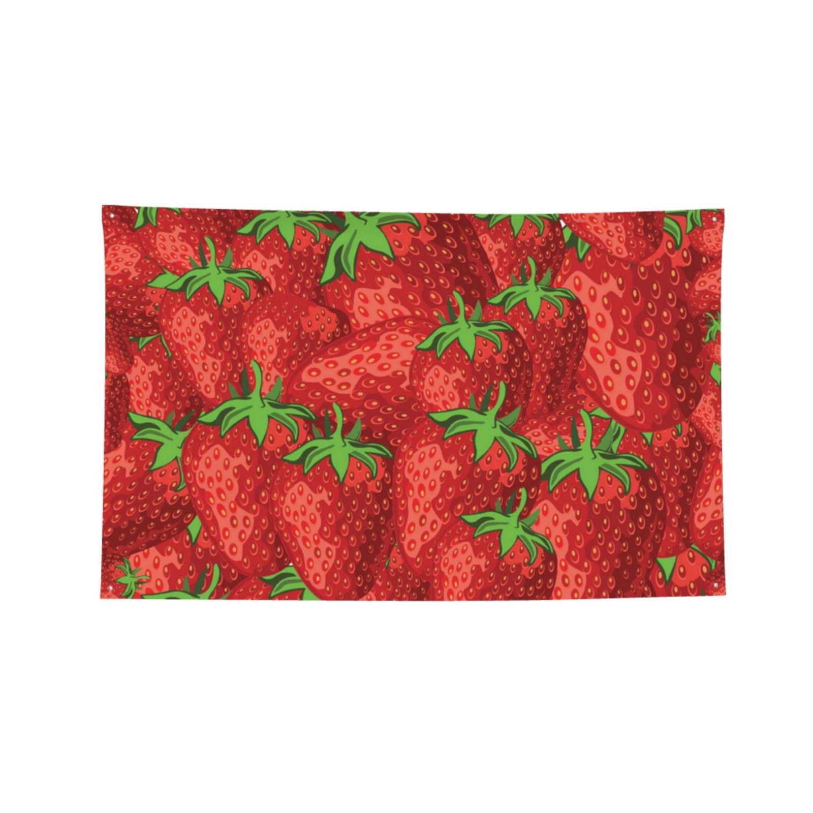 Strawberries Cute Strawberry Four Hole Decorated Banner Flag for Garden Yard Home Decoration Indoor Outdoor 4x6 Ft