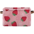 thumbnail image 1 of Strawberries Leaves and Flowers Storage Basket, Durable Canvas Organizer With Handles Large Collapsible Storage Bins Boxes for Home Office - 1 Pack Home Decor, 1 of 7