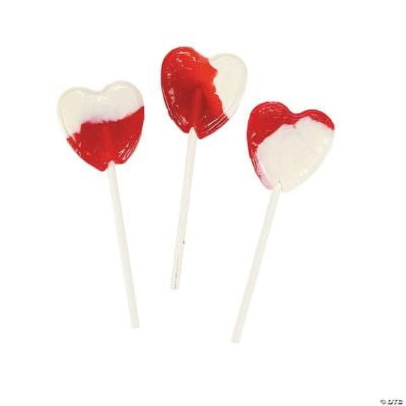 Fun Express Strawberries 'N Cream Heart-Shaped Lollipops, Valentine's Day, 38 Pieces, 1.5 Lbs