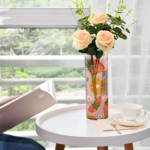 Strawberries Oranges Daisy Flowers Vases for Flowers Modern Decorative Vase Home Decor for Bedroom Kitchen Living Room Centerpieces