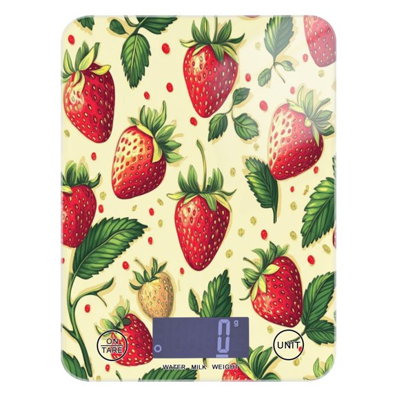 Strawberries Pattern Food Scale Digital Kitchen Scale Waterproof Grams Ounces lbs for For Baking and Cooking