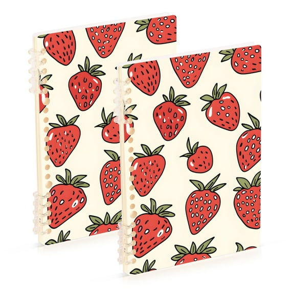 Strawberries Ring Binder Notebook Journey Note Diary College Ruled Spiral Notebook Study Loose Leaf Paper A5 60 Pages