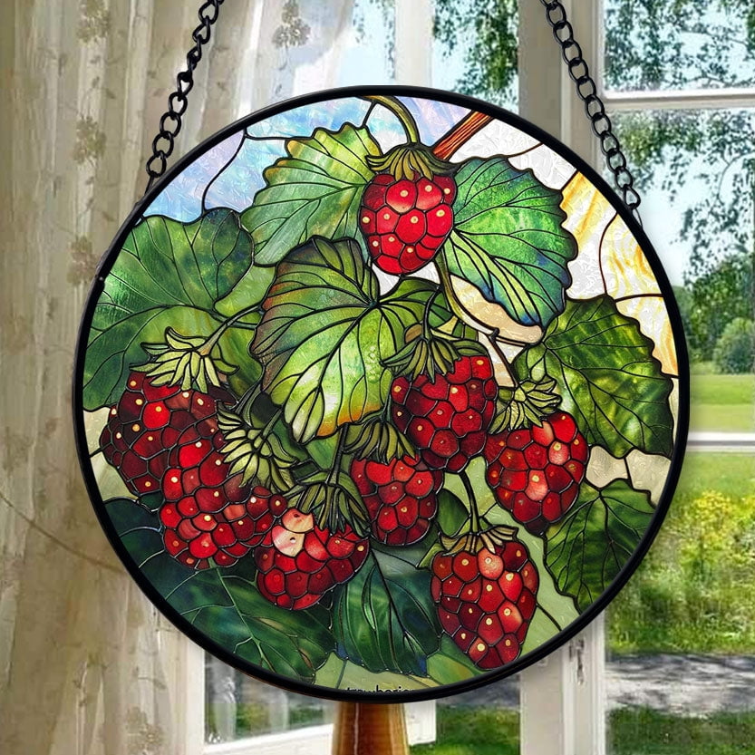 Window Sundries Strawberries Suncatchers for Windows, Stained Glass Window Hangings ...
