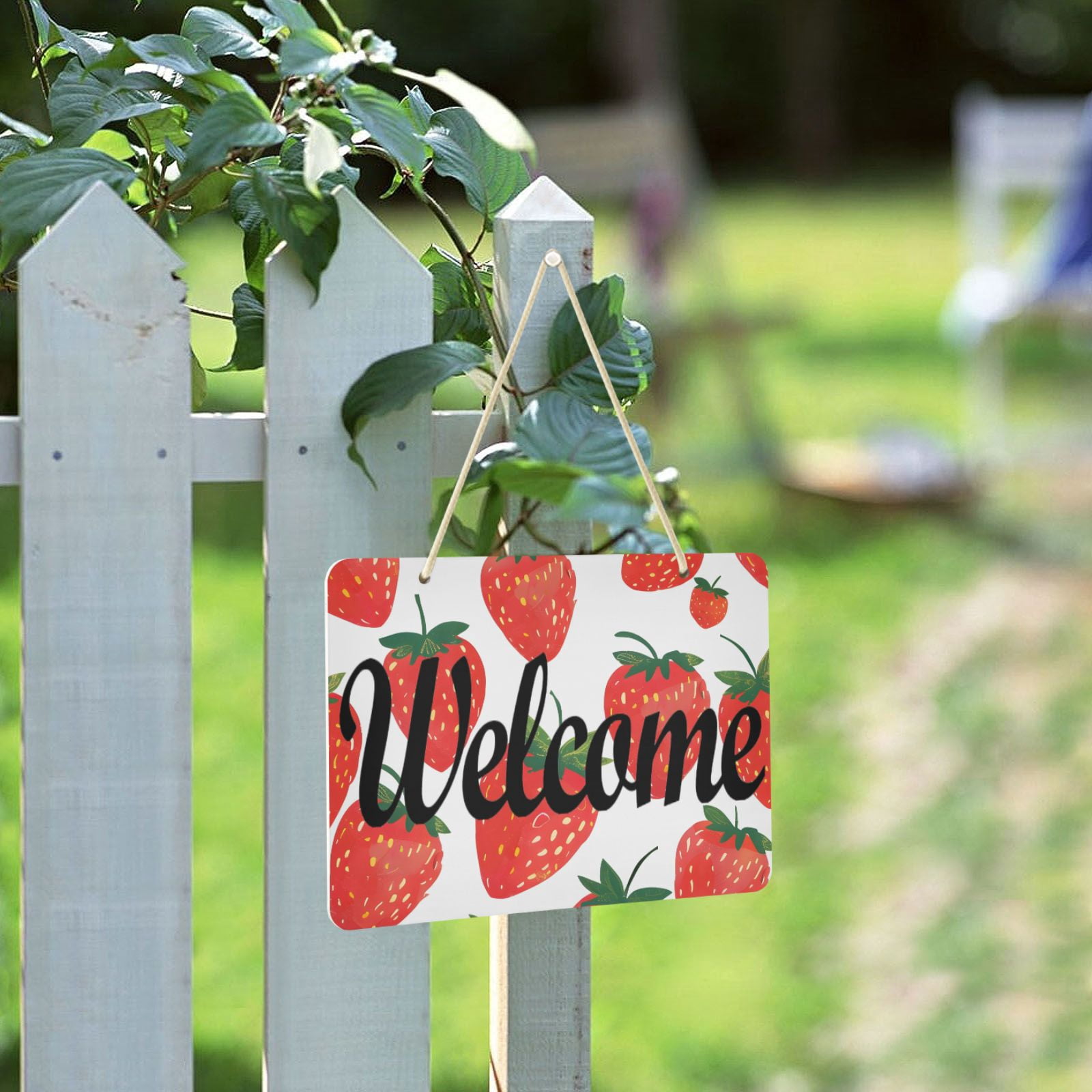 Rustic Strawberry Sign Strawberries Welcome Sign for Front Door Porch Wreath Door Sign Home ...