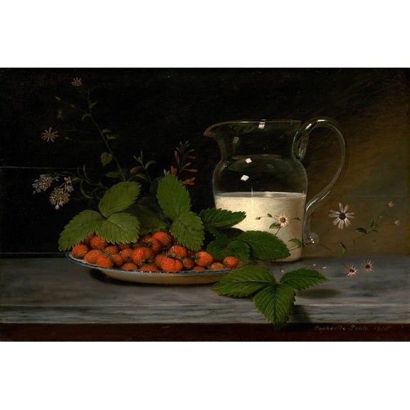 Strawberries and Cream by Raphaelle Peale - 12" x 18" Art Print Wall Decor