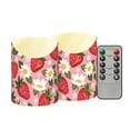 thumbnail image 1 of Strawberries and Flowers Flameless Candles 2 PCS with Remote Realistic Moving Flame LED Tapered Pillar Set for Home Decor, 1 of 7