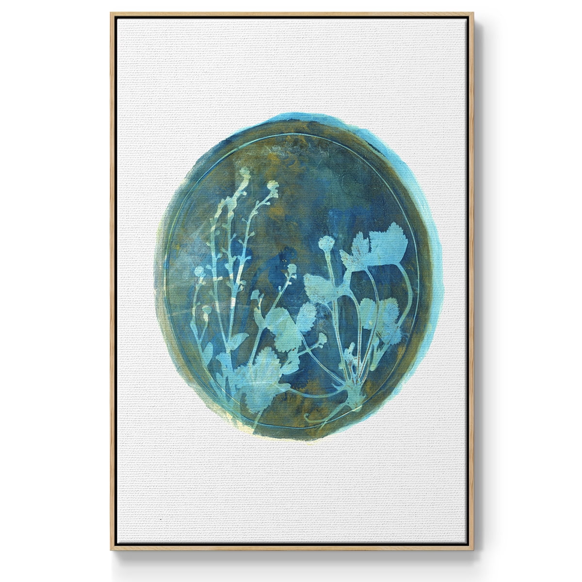 Strawberries and Forg I Framed Premium Gallery Wrapped Canvas - Ready to Hang - 25 x 37 - Natural Wood Floating Frame