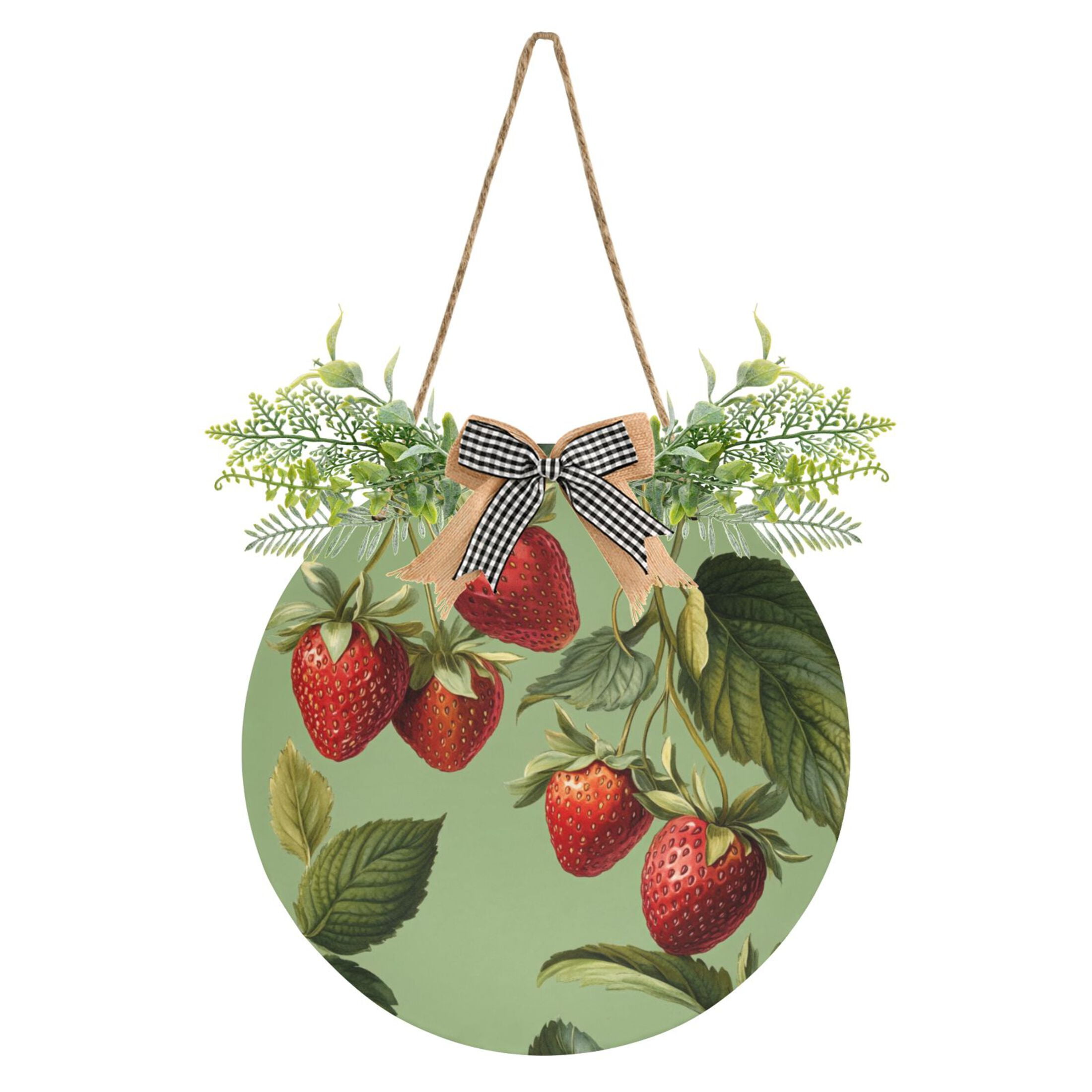Strawberries and Leaves on Green Front Door Porch Decoration Hanging ...