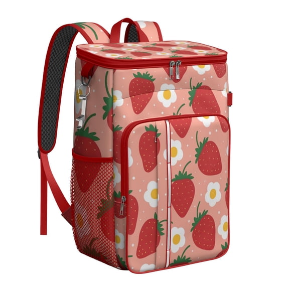 Strawberries and Summer Cooler Bag, Insulated Leakproof Backpack for Picnic, Office, and Beach