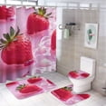 thumbnail image 1 of Strawberries in Pink Liquid Shower Curtain Sets Non-Slip Rugs Bath Mat Toilet Cover U Shaped Mat 4 Pcs, 1 of 8