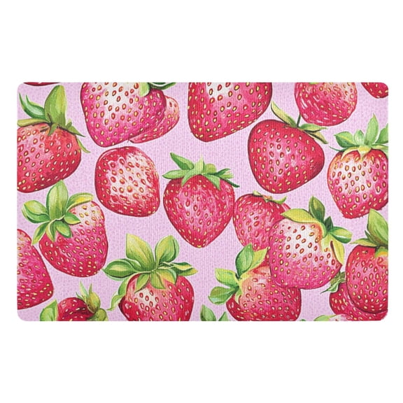 Strawberries on Light Pink Floor Door Mat Outdoor Indoor for Home Entrance Welcome Mats 32"x20"