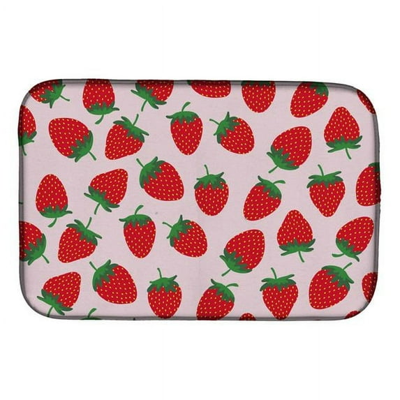 Strawberries on Pink Dish Drying Mat
