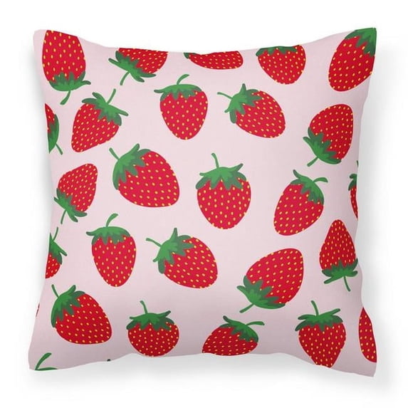 Strawberries on Pink Fabric Decorative Pillow - Pink - 14 x 3 x 14 in.