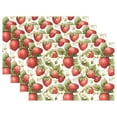 thumbnail image 1 of Strawberries with Floral 4 PCs Placemats Set Linen Non-Slip Table Mat Rectangular Washable for Dining Kitchen Party 12"x18", 1 of 8