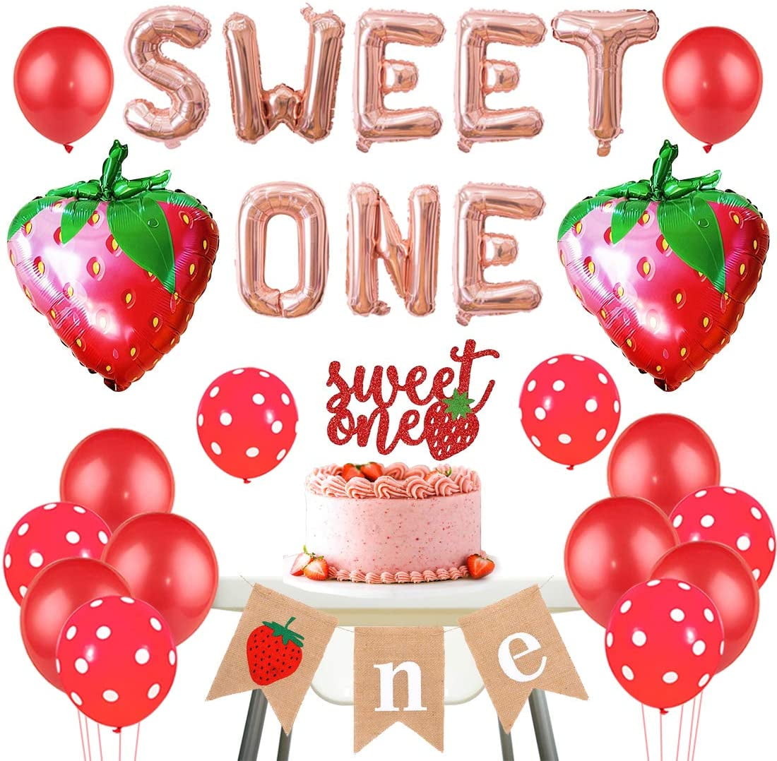 56 Pcs Strawberry Party Decorations with Strawberry Balloon Strawberry Baby  Shower Boxes First Birthday Party Decorations for Strawberries Decorations